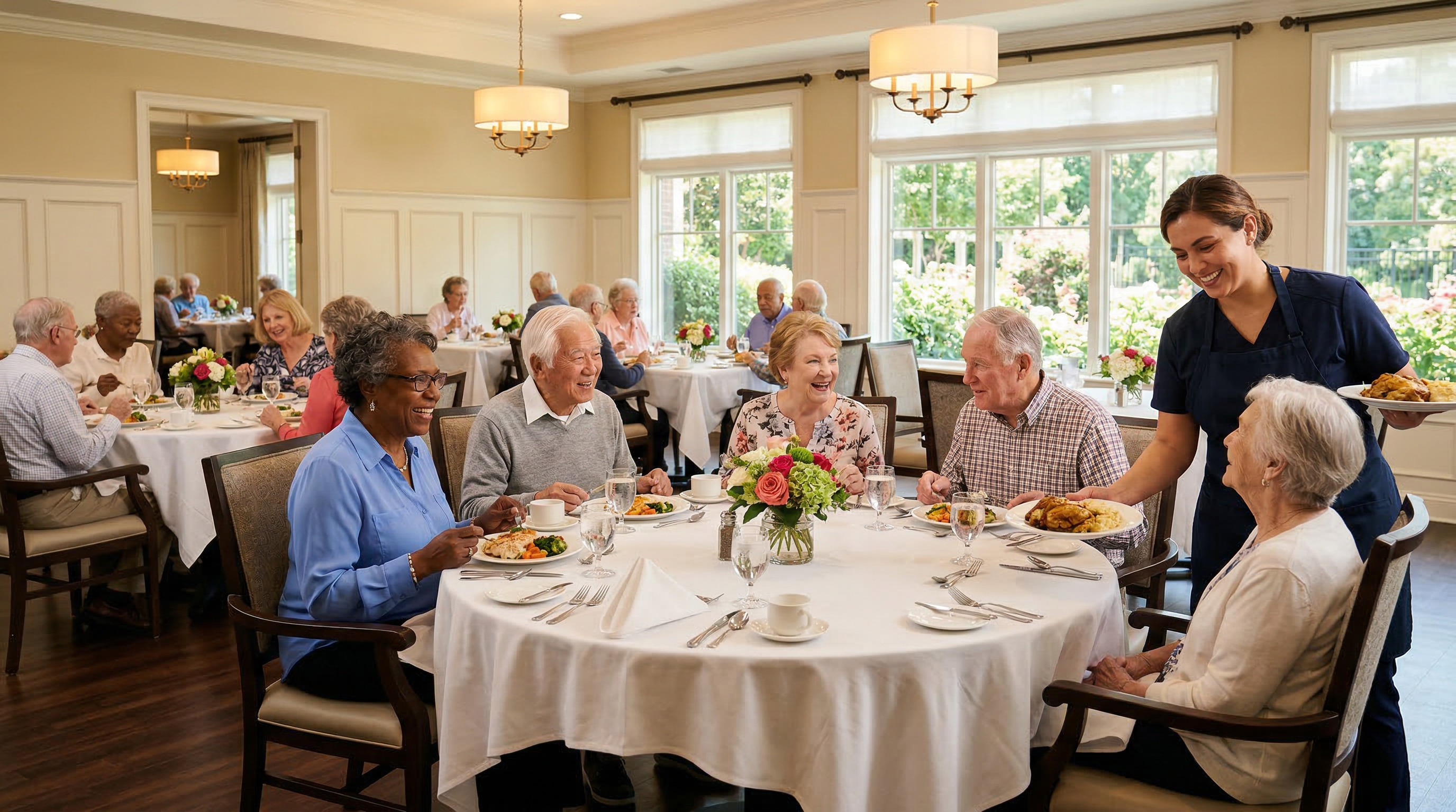 Chef-prepared meals and dining at Merriment